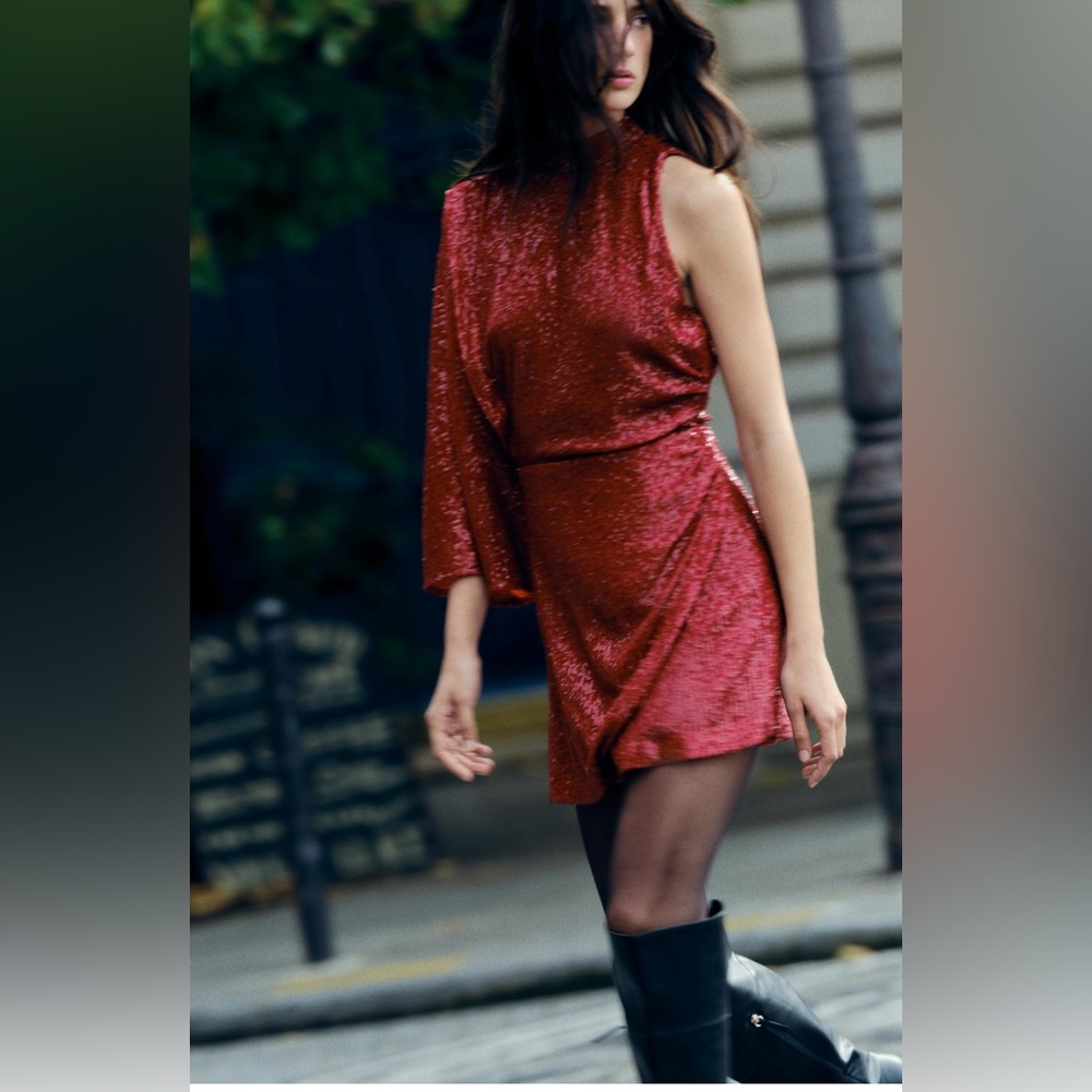 ZARA Red Sequin Party Dress